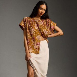 Anthropologie Pilcro Printed Batwing Blouse Buttondown Top S M